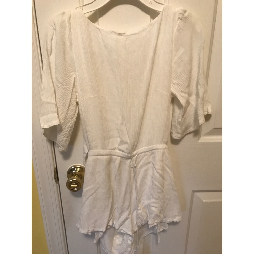 White Tie-Back Romper